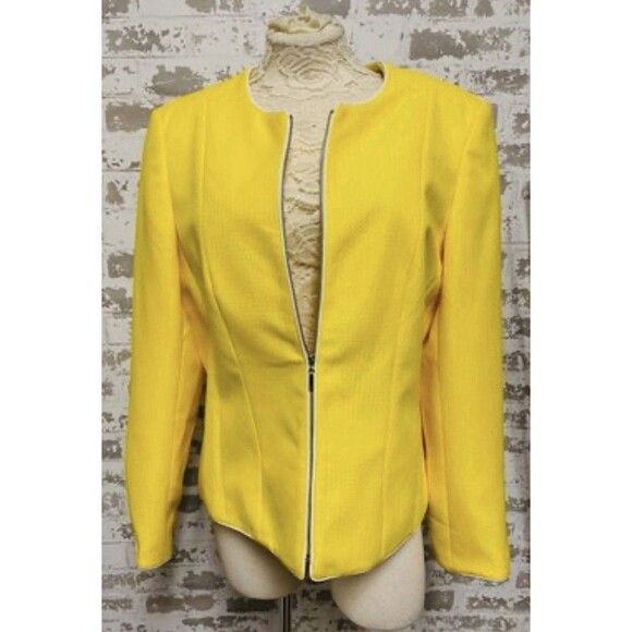 John Meyer Collection Vibrant Yellow Zip Front Blazer Sz‎ 14 - Picture 4 of 6
